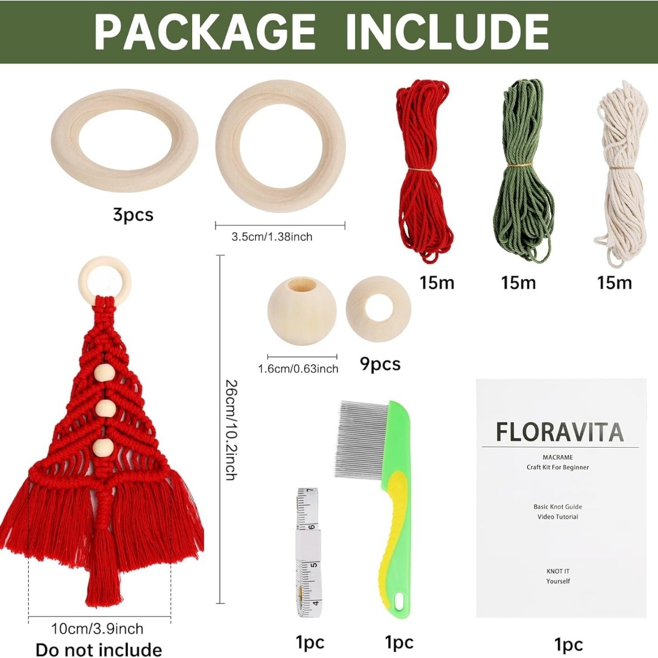 CraftKit, karácsonyi makramé dísz készlet - Image 4