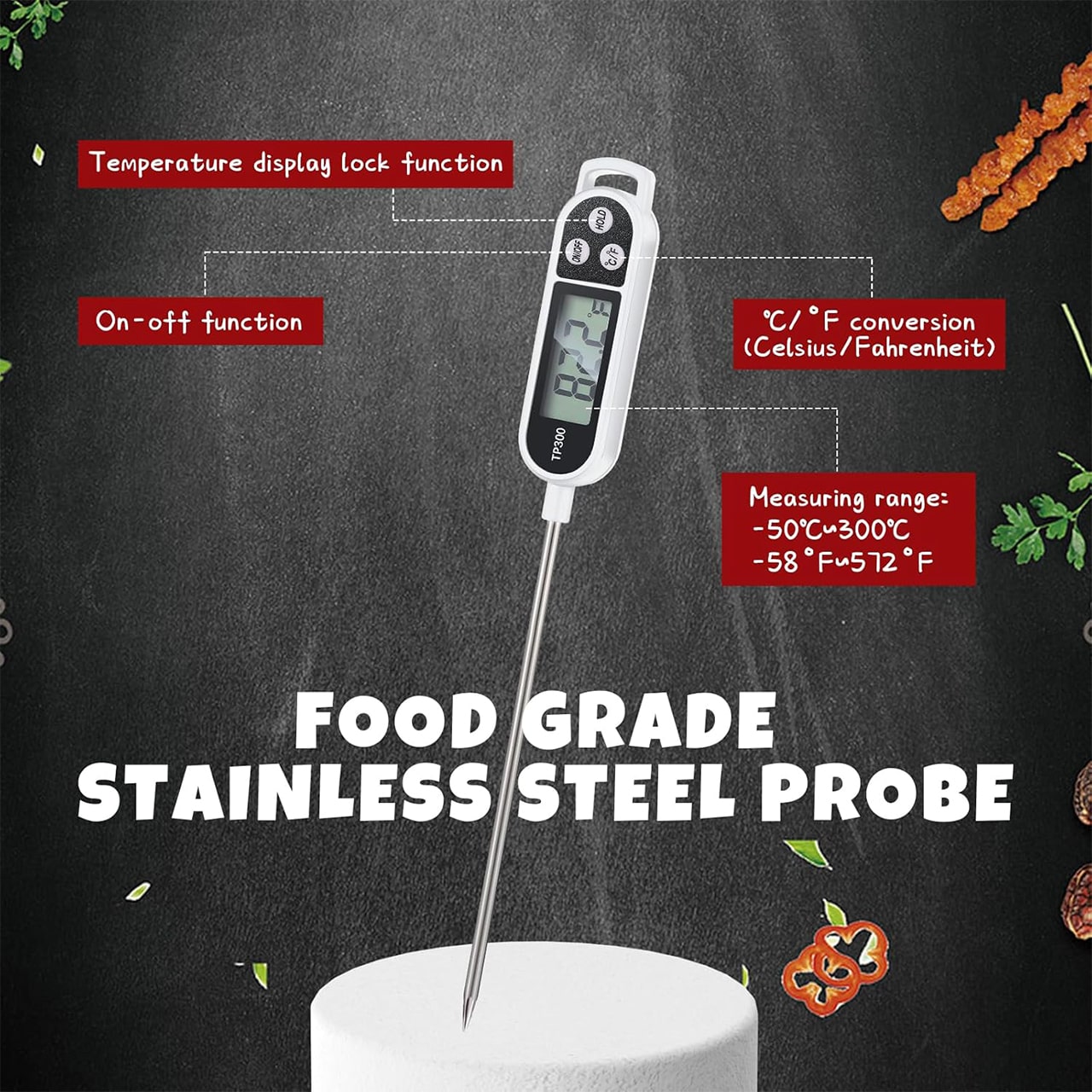 FoodMeter, egy elektronikus digitális hőmérő az ételek és folyadékok hőmérsékletének mérésére - Image 1