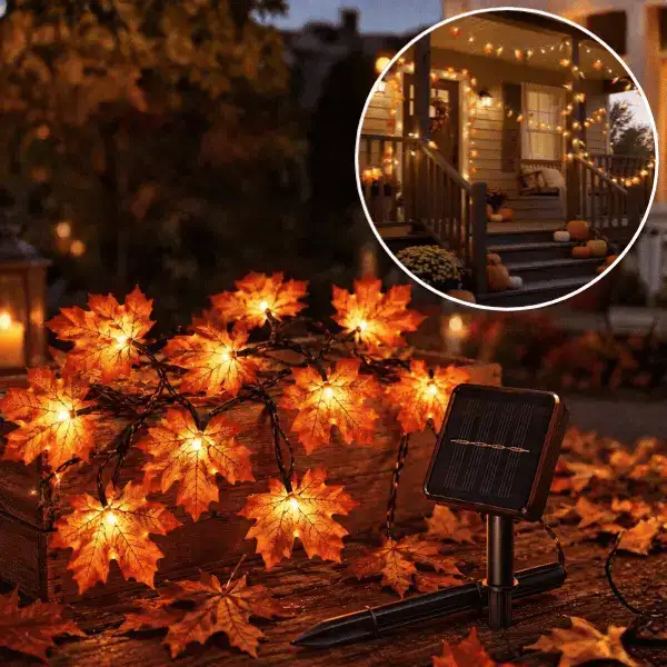 Napelemes LED-es fényfüzér őszi levelekkel, MapleLeaf - Image 1