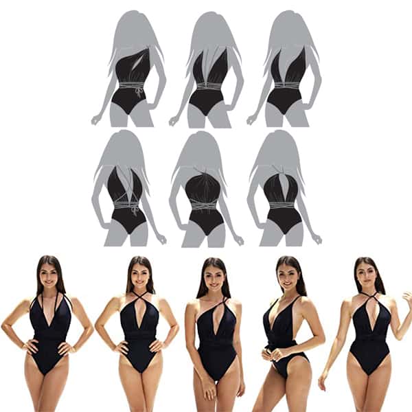 Monokini, egyrészes párnázott fürdőruha, amely különféle módon viselhető - Image 6