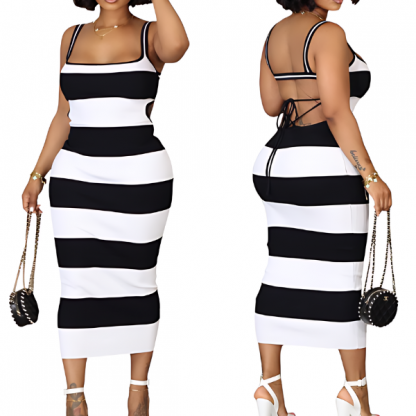 Fekete-fehér csíkos ruha, STRIPDRESS - Image 1