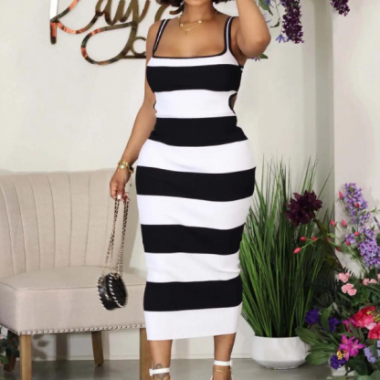 Fekete-fehér csíkos ruha, STRIPDRESS - Image 3