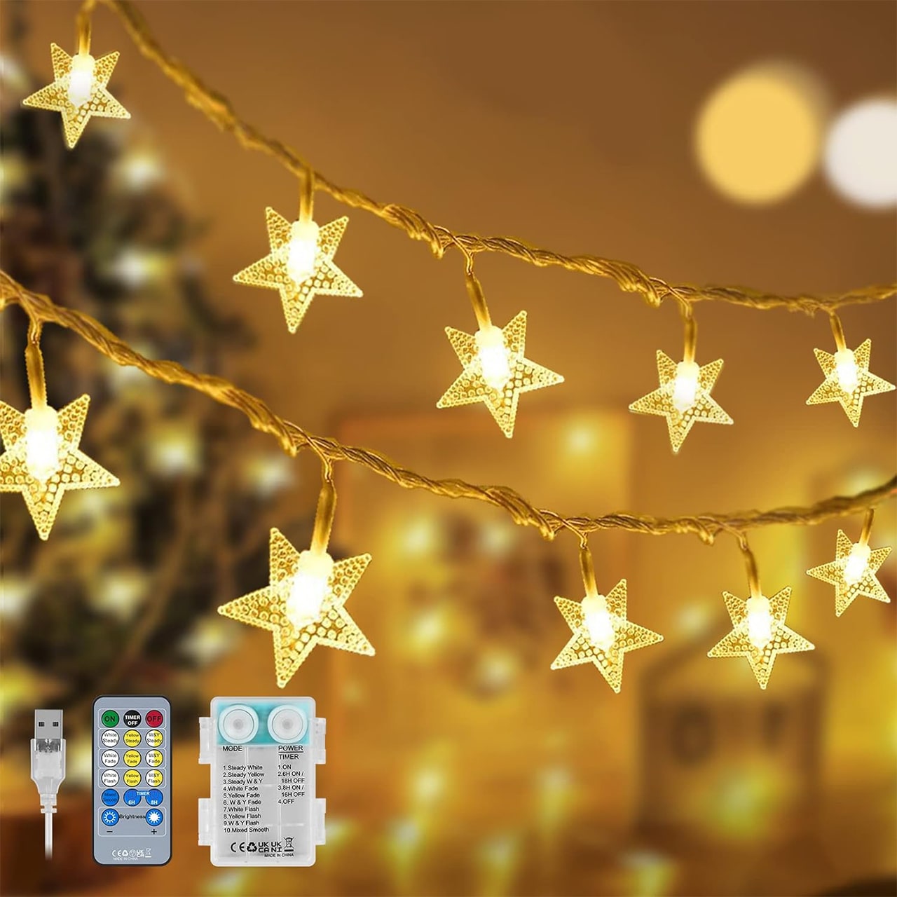 Twinkles, fénylánc csillag alakú fényekkel (6 m) - Image 4