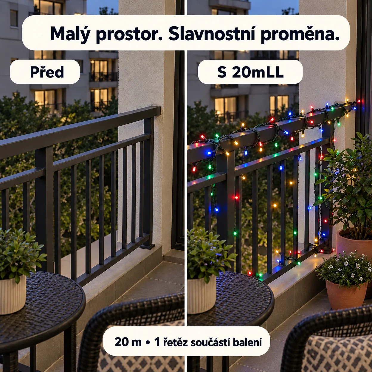 A 20 méter hosszú színes LED fénylánc tökéletes választás különböző alkalmakra!
