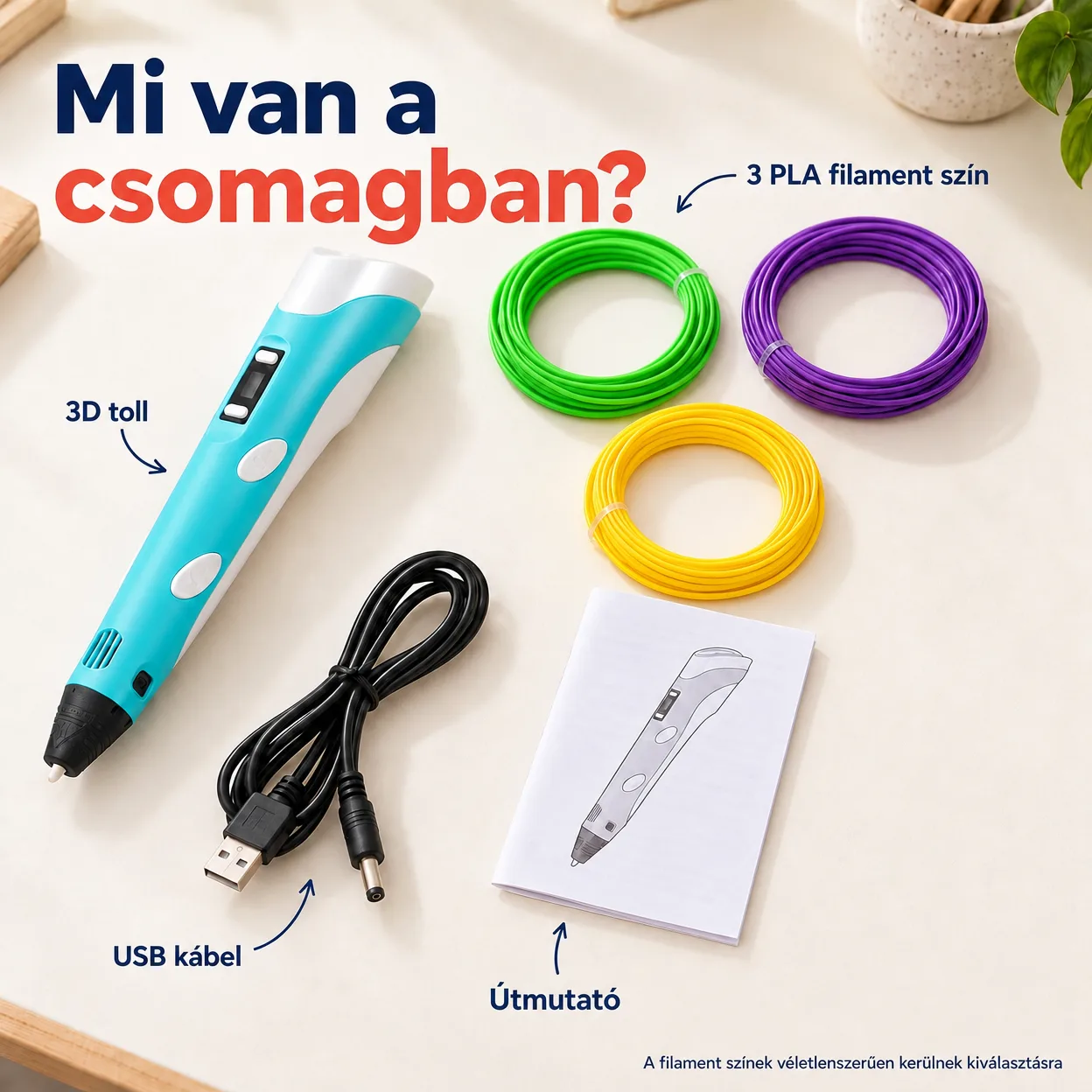 3Dpen, innovatív toll, amely tetszőleges formát rajzol 3 dimenzióban, 3 különböző színű szállal - Image 2