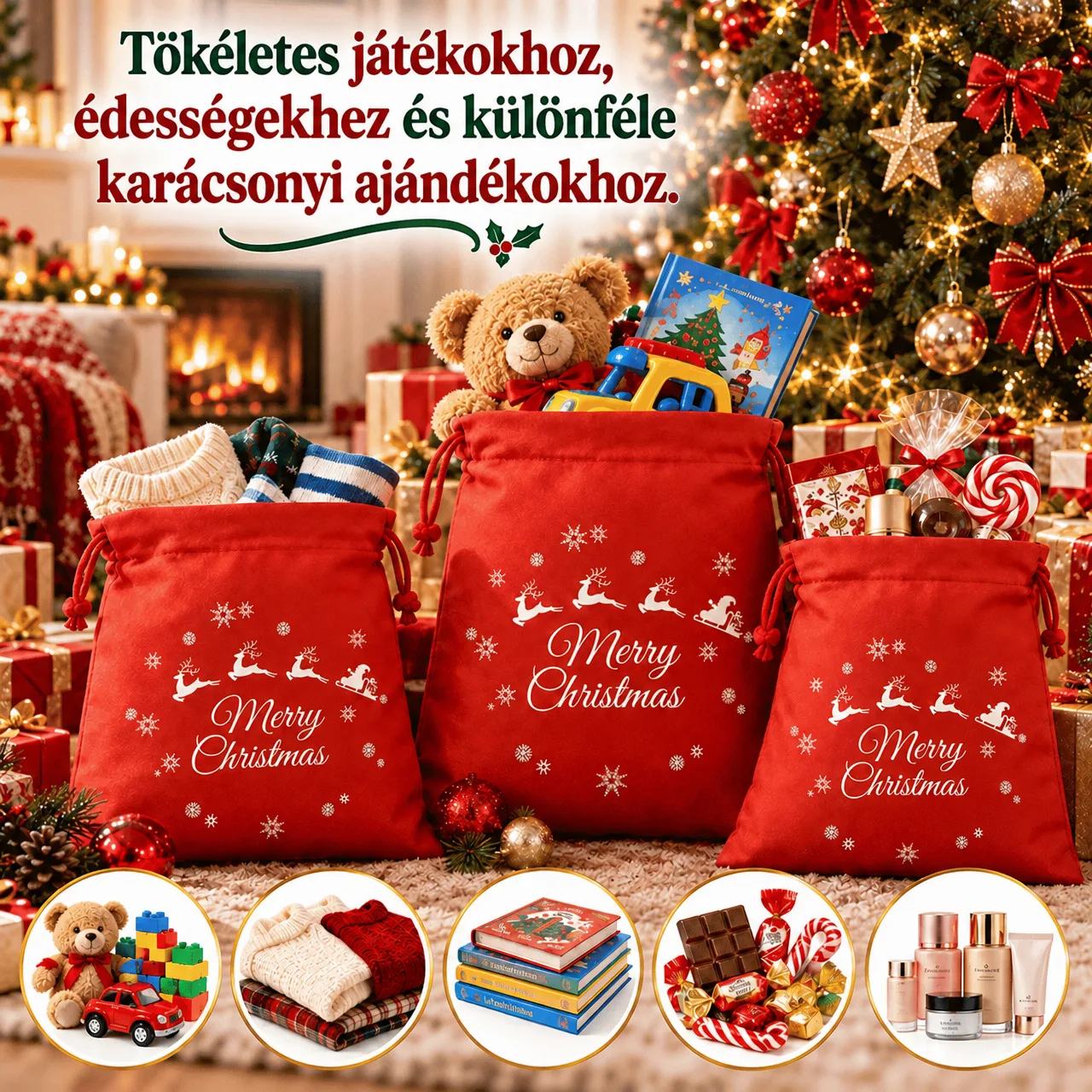 Játékokhoz, édességekhez és mindenféle karácsonyi ajándékhoz