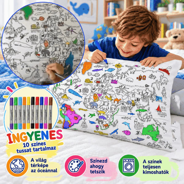 Színezd ki a párnádat – Világtérkép, ColoringPillow - video