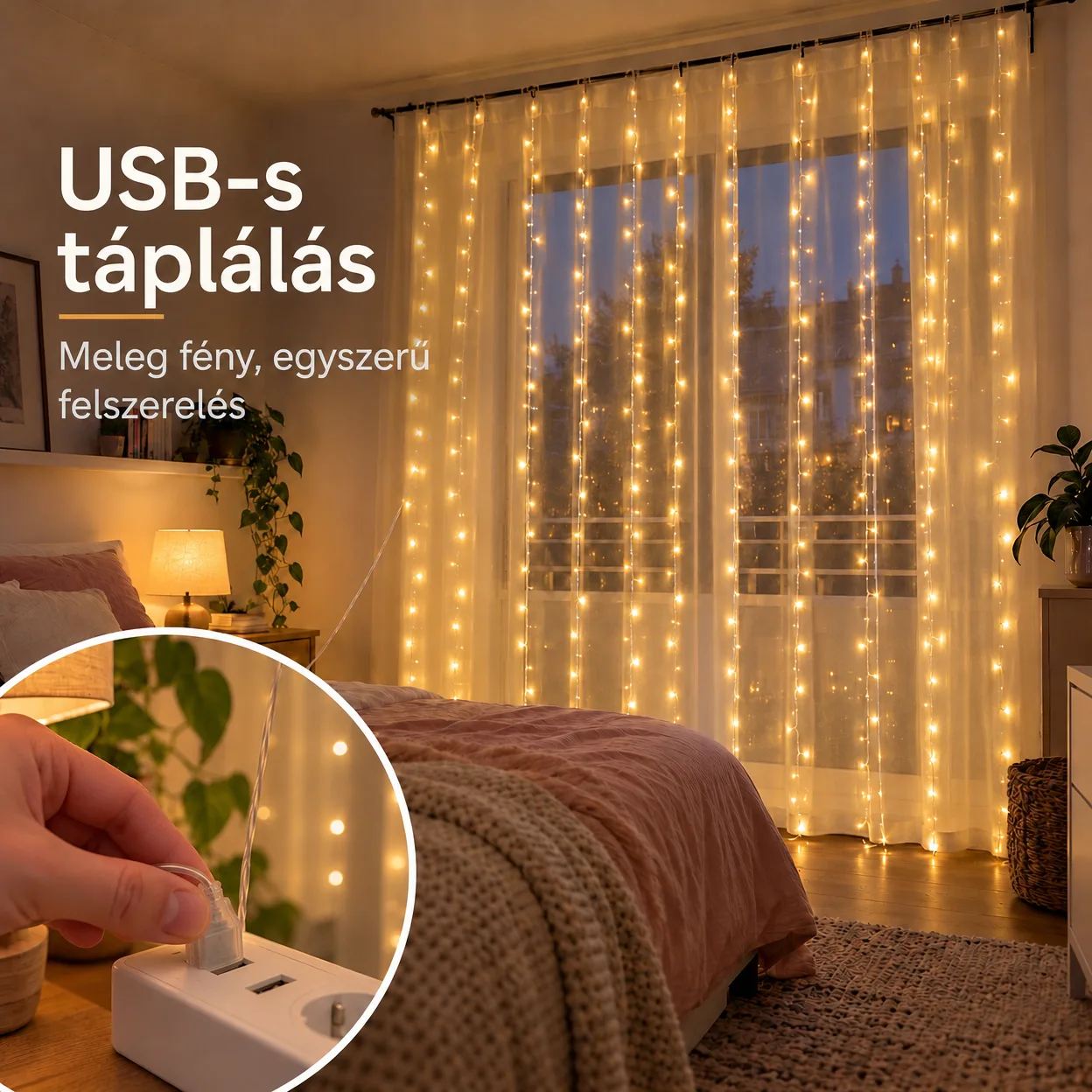 CurtainLED, LEDlámpás fényfüggöny (300 darab izzó, 3x3m) - Image 8