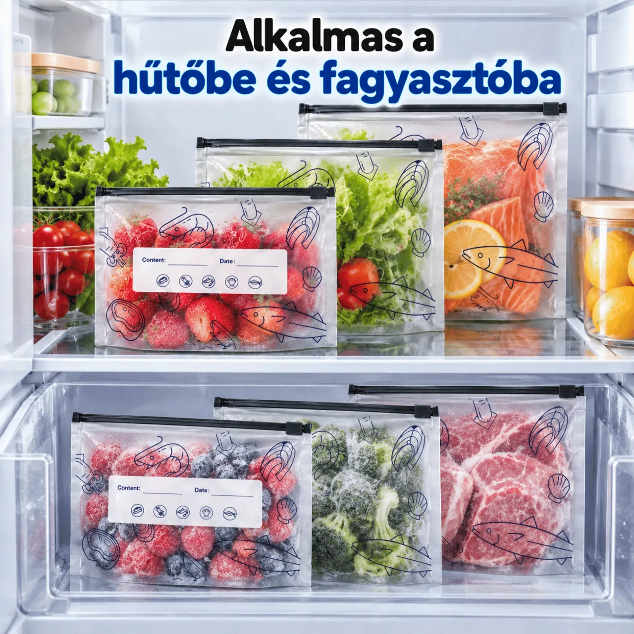 Hűtőszekrényben és fagyasztóban is használható