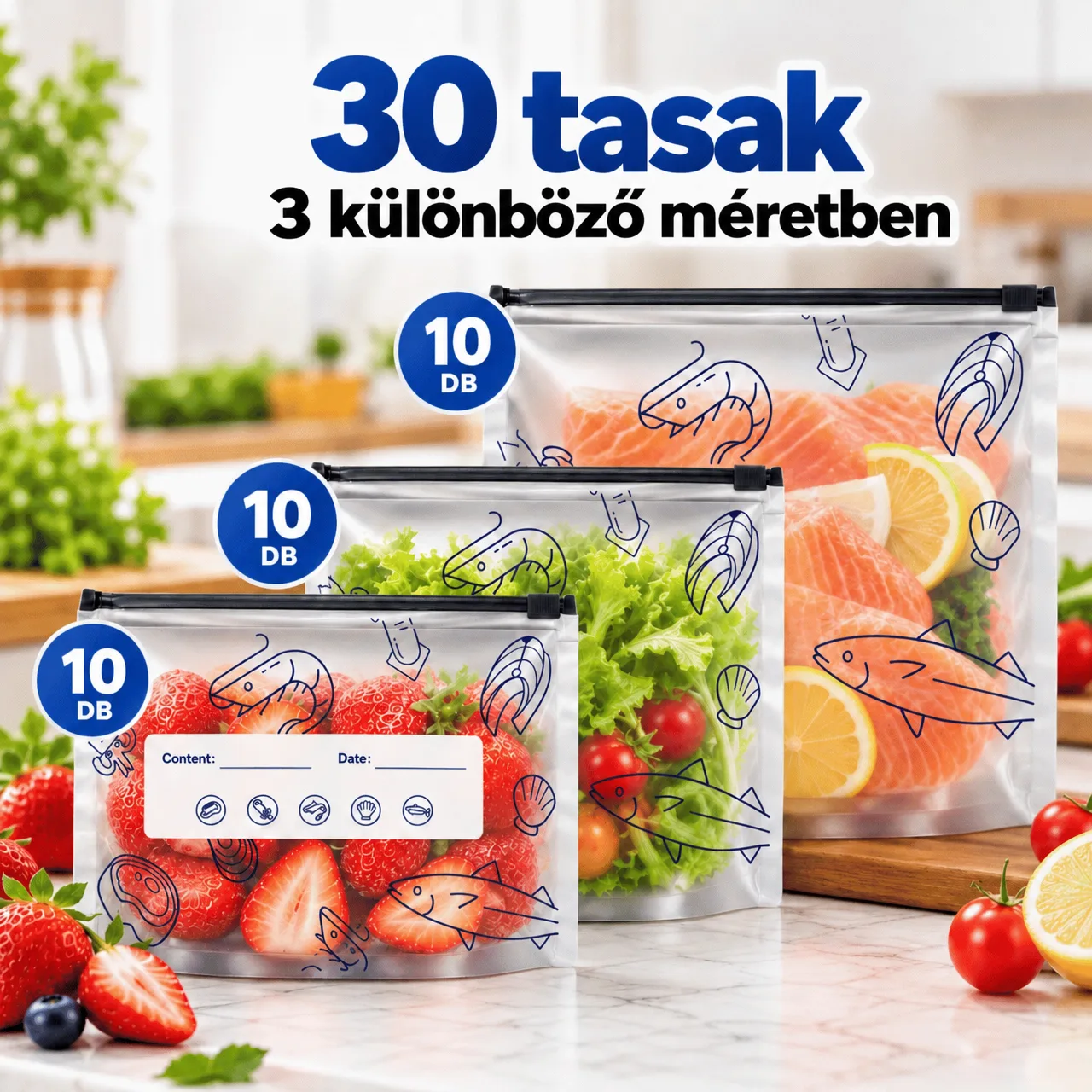 Akár 30 zacskó 3 különböző méretben