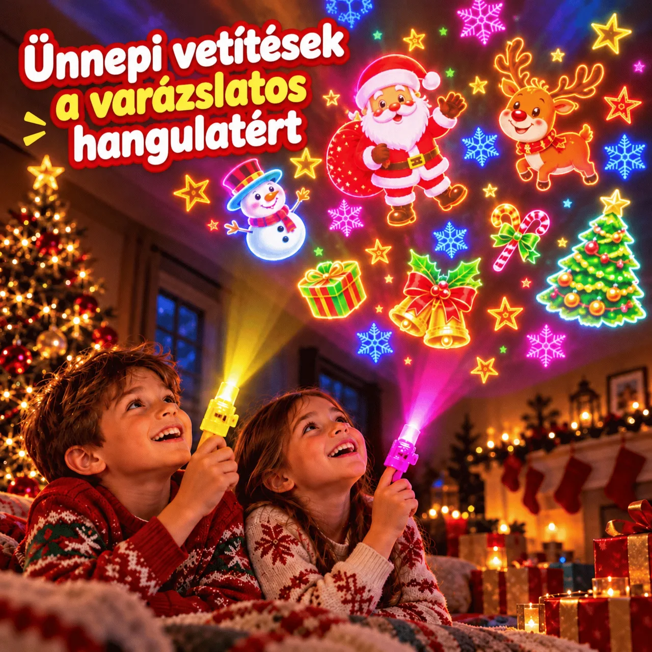 Ünnepi vetített minták a varázslatos hangulatért