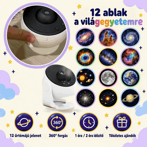 Planetárium, egy éjszakai projektor, amely 12 különböző típusú galaxist, csillagképet és bolygót mutat be - video