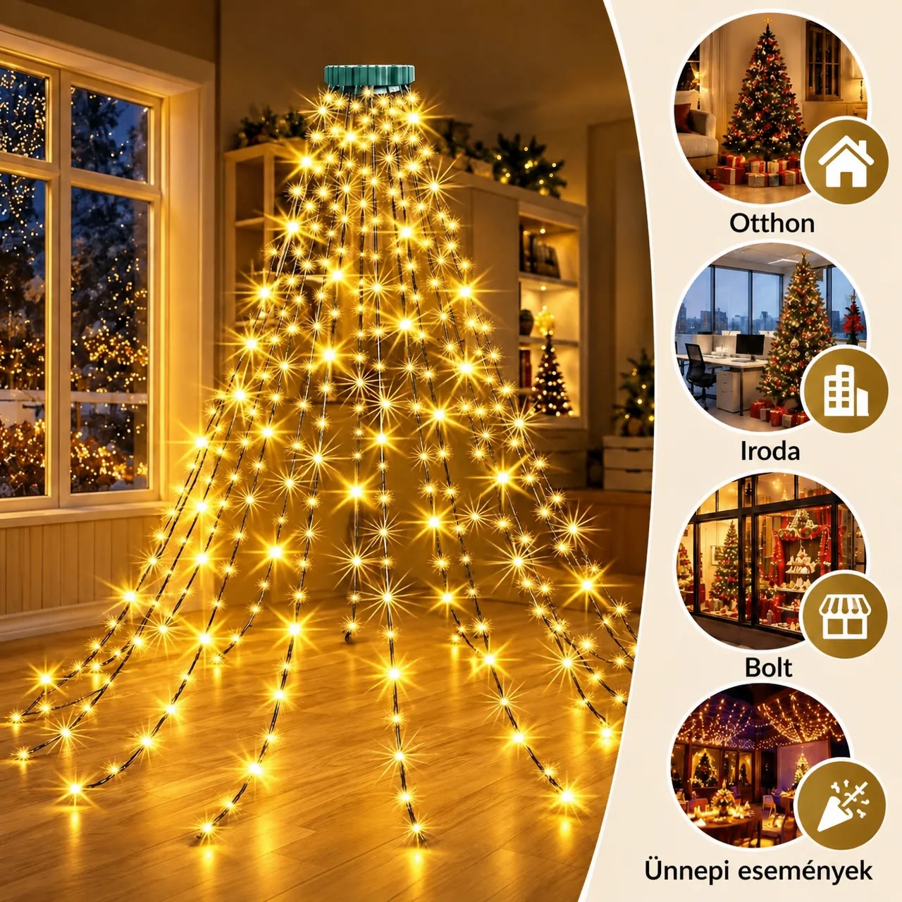 LED-es karácsonyi fényfüzér távirányítóval, TreeRing - Image 4