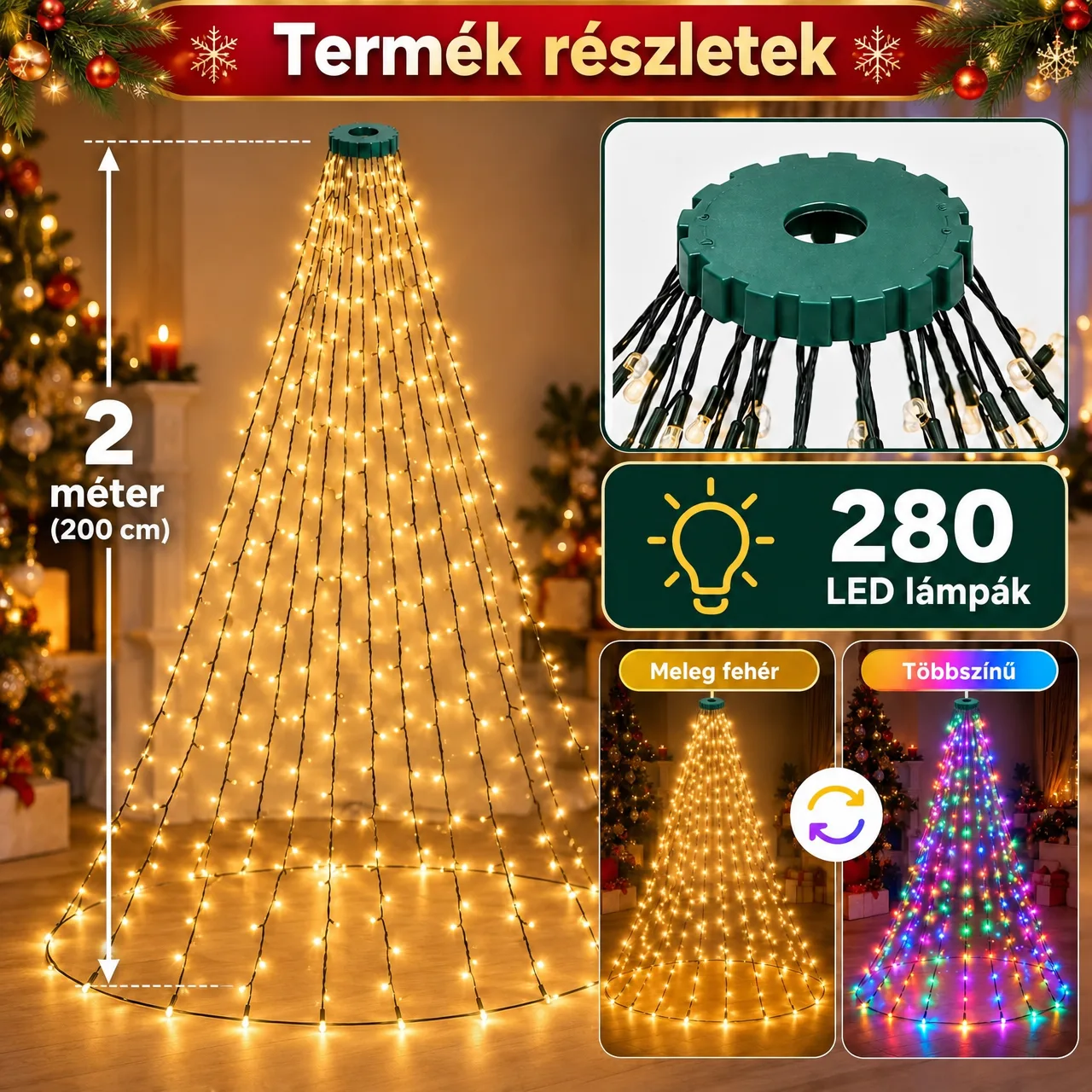 LED-es karácsonyi fényfüzér távirányítóval, TreeRing - Image 7