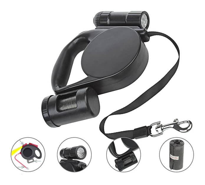 MultiFlex, raztegljiv 8m povodec 3v1 z LED svetilko