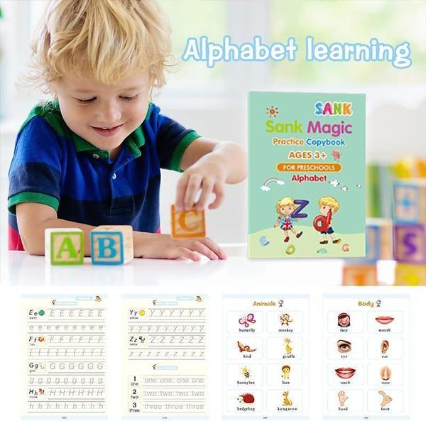 KidBook, 4 részes irkafüzet készlet írásra és rajzolásra Magic tollal, amely száradáskor automatikusan eltűnik